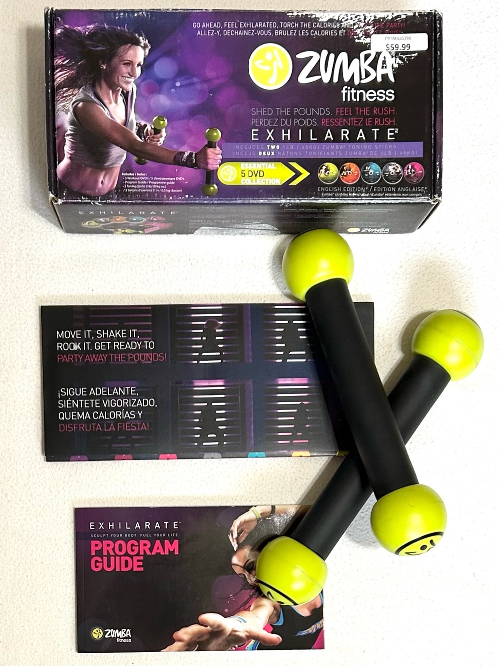 Zumba Fitness Exhilarate With Two Toning Sticks and 7 DVDs (5 are Workouts)